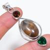 Natural Montana Agate, Topaz 925 Sterling Silver Jewelry Pendant 2.80" L6k39