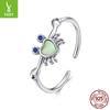 Cross-Border Ins Wind Ocean Jewelry Women'S S925 Sterling Silver Cute Little Crab Open Ring Direct Sales