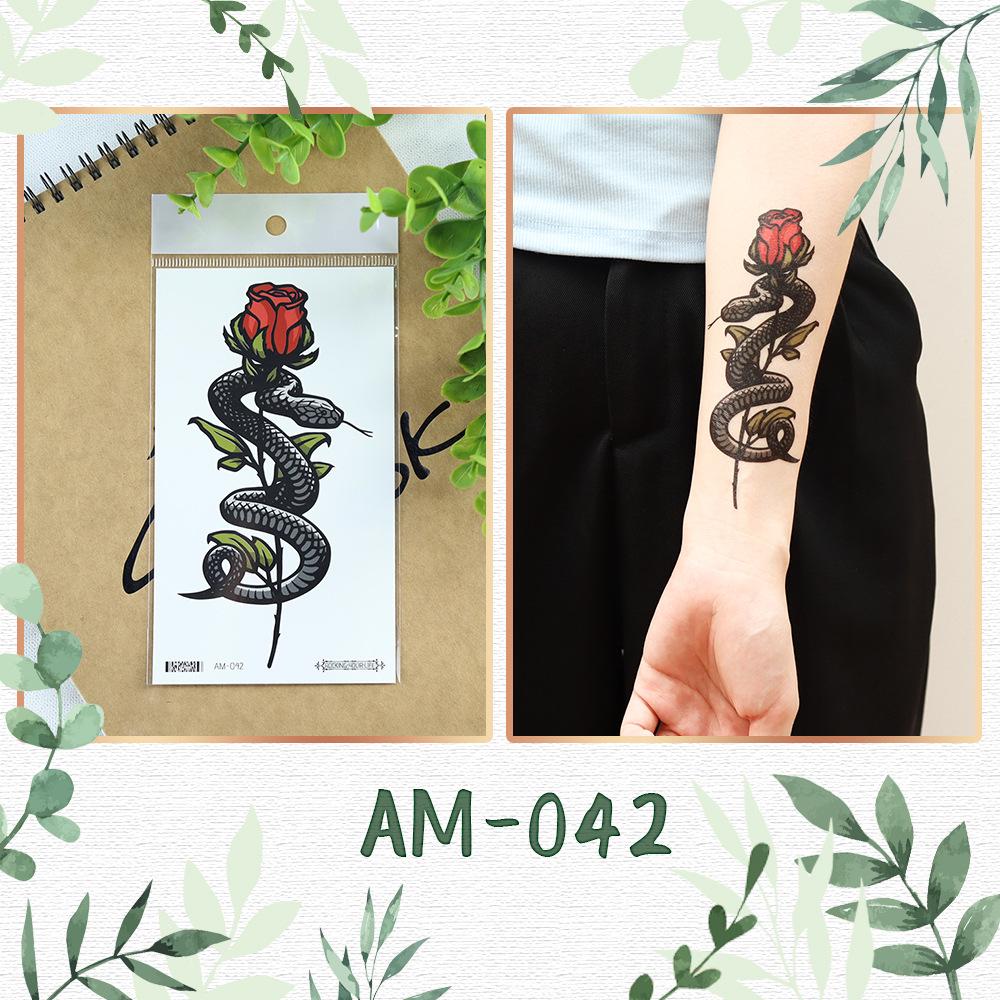«Модные водонепроницаемые наклейки-татуировки в виде змеи и цветка для мужчин и женщин — крутой, модный дизайн для руки»