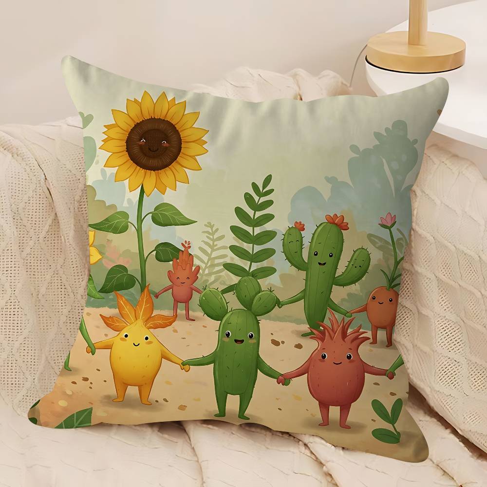 Cute Cartoon Succulent Pillow Gifts Home Office Furnishings Bedroom Sofa Car Cushion Cover Case 45x45cm
