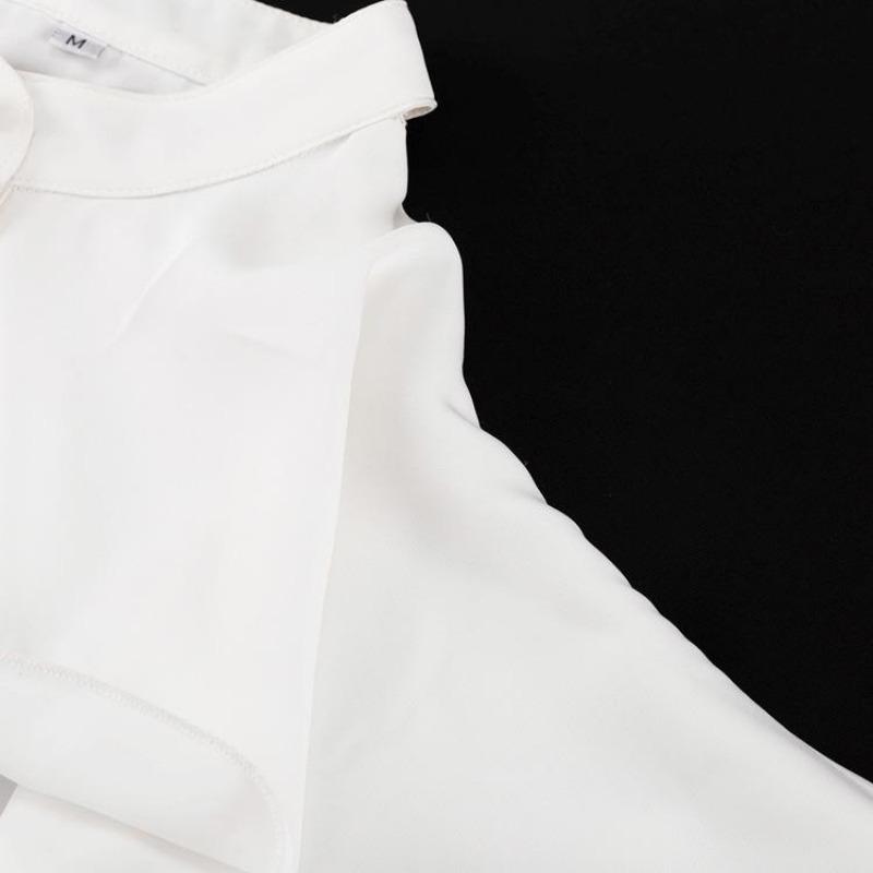 Сексуальная свободная белая женская рубашка Модная с круглым вырезом, с открытыми плечами, с длинным рукавом Элегантный классический топ с оборками Женская одежда