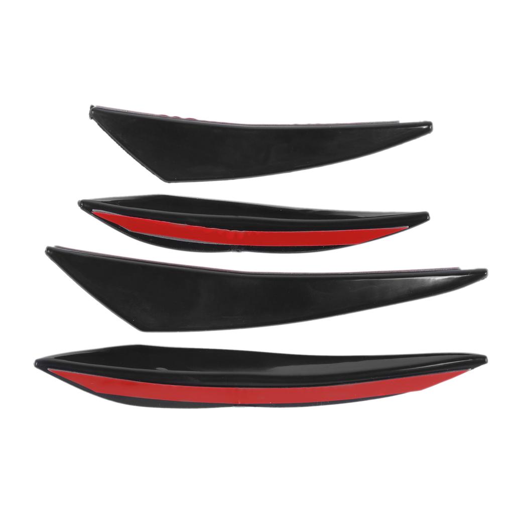 4PCS Car Front Bumper Spoiler Universal Glossy Black Rubber Air Knife for Modification