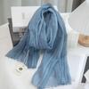 Solid Color Elegant Hollow Literary Cotton And Linen Short Small Scarf Women'S Spring And Summer Narrow Version Linen Sunscreen Yarn Thin