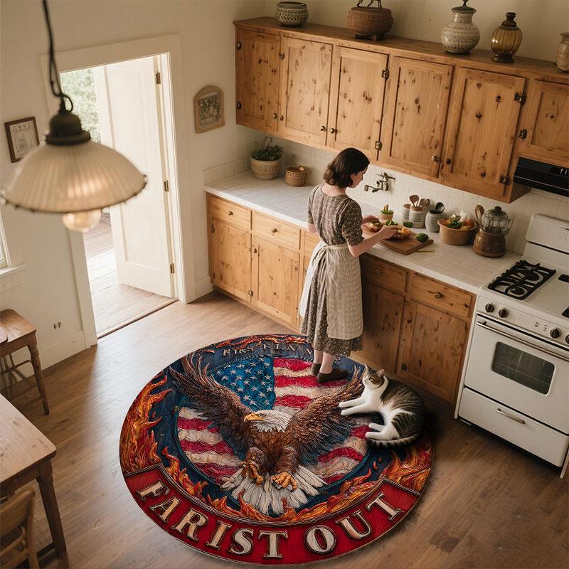 National Flag & Eagle pattern round rug,Carpet Rug for Living Room Bedroom Playroom ,Non-slip Floor Mat,Holiday Gifts and Birthday Gifts.
