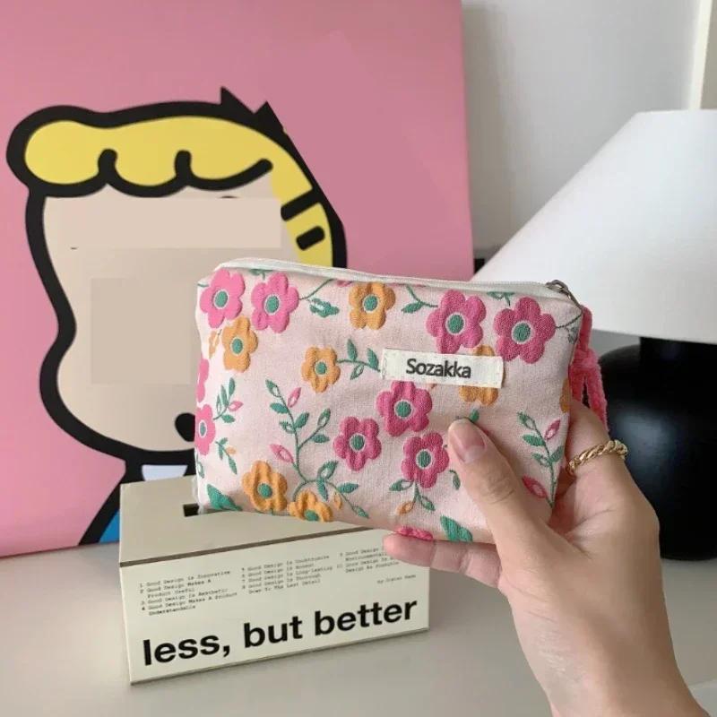 Женский цветочный кошелек Мини-клатч Дорожный кошелек Монетница для женщин Помада Косметичка Дорожный органайзер Пенал