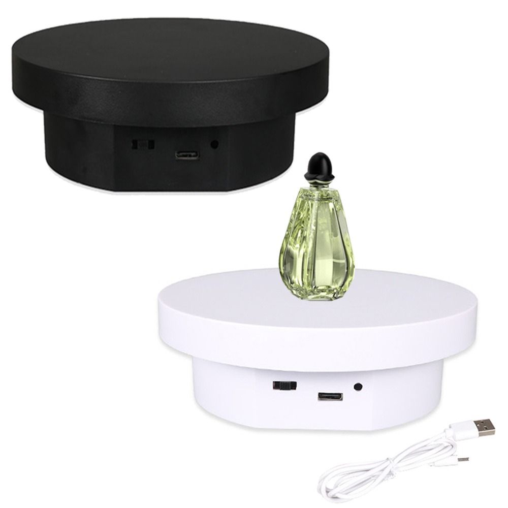 Round Shape Electric Turntable White/Black Motorized Jewelry Show Holder Photography