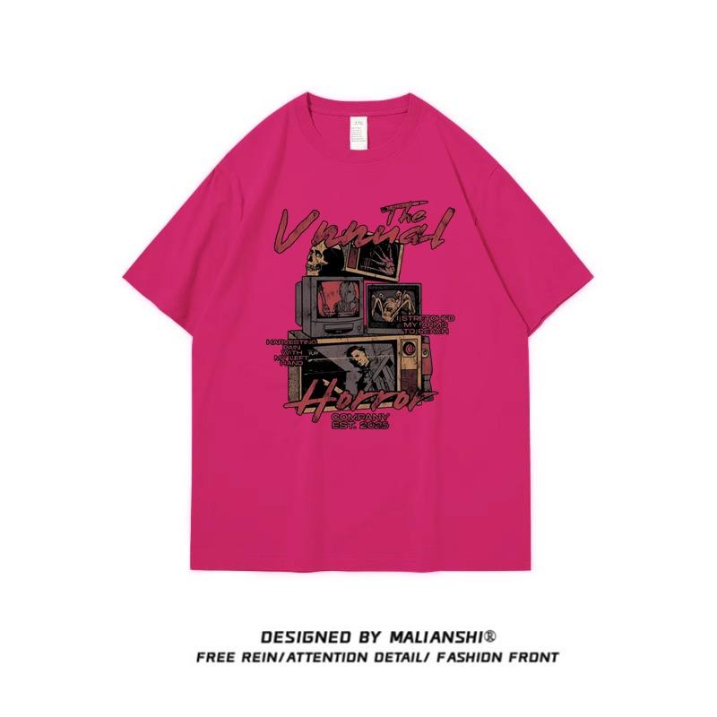 Женская футболка свободного кроя 2025 года из хлопка в стиле хип-хоп с рисунком из мультфильмов