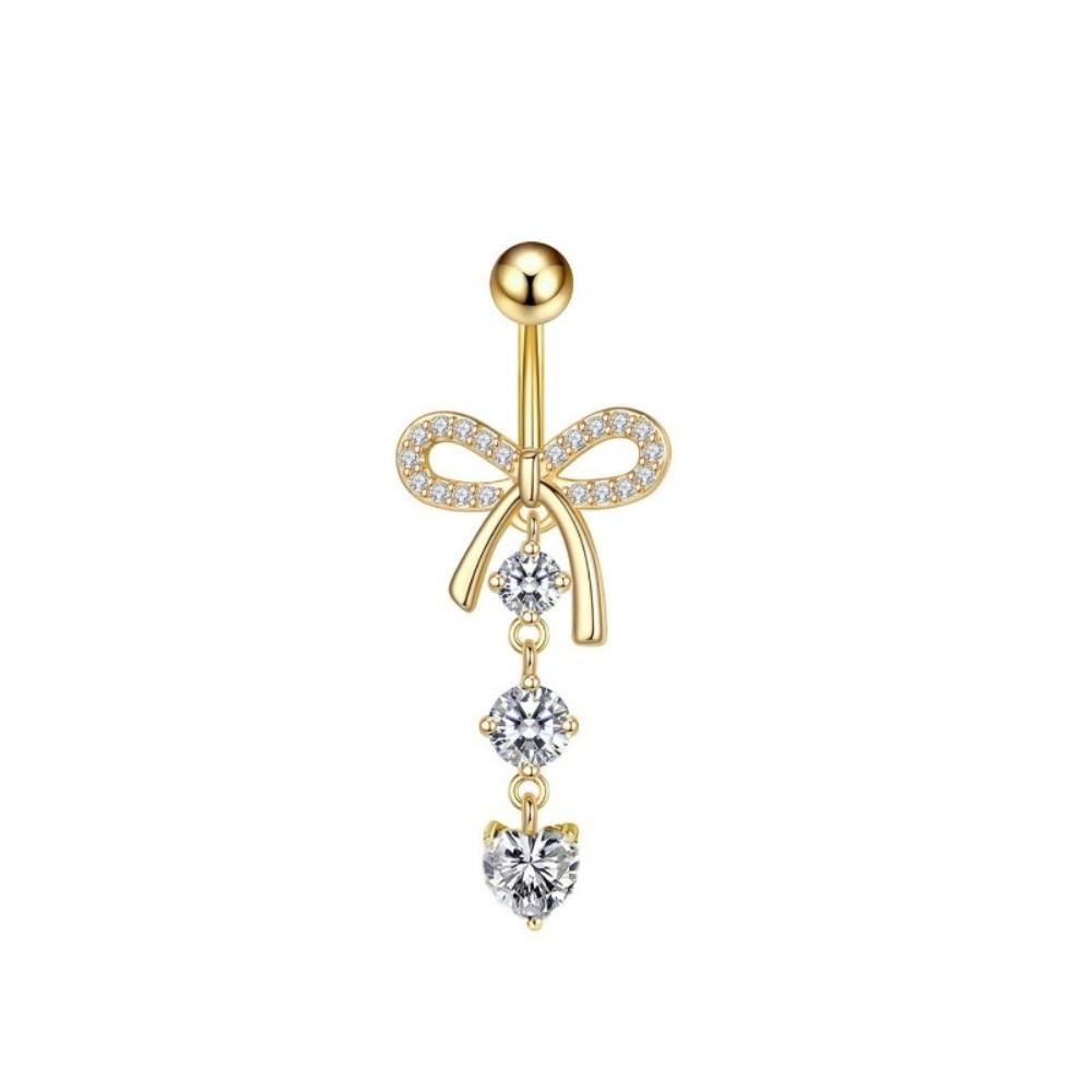 Bow Knot Butterfly Navel Jewelry Dangled Design Belly Rings Crystal Zircon Piercing Belly Seaside