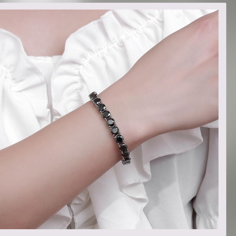 Bague Ringen Мужской браслет из муассанита с черным бриллиантом и бриллиантами S925, чистое серебро, роскошная простая теннисная цепочка с ручкой для дрели и сертификатом