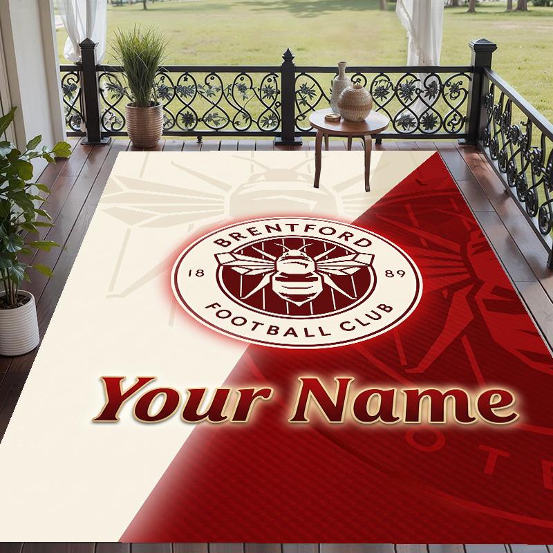 Custom Text Printed Rug Brentford Football Non Slip Floor Carpet For Home Room Decor