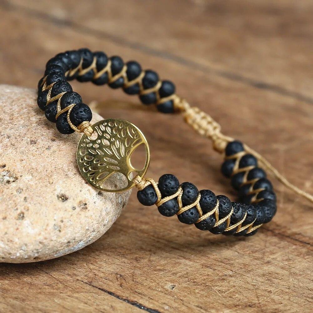 Браслет ручной работы с бусинами 4 мм, браслеты-подвески «Древо жизни», африканские плетеные браслеты из япсерской нити, браслет для влюбленных в йогу и дружбу