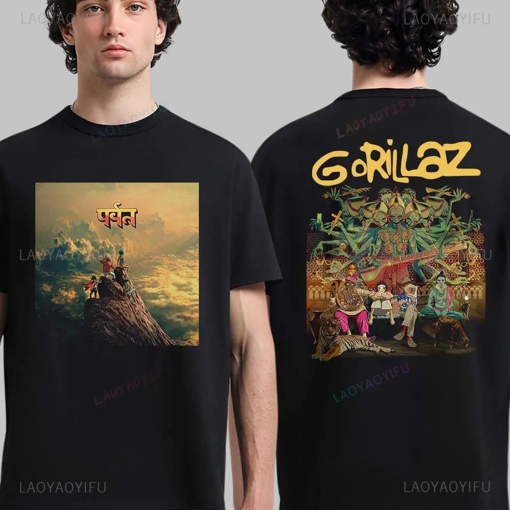 Товары с символикой Gorillaz Футболка Мужская Женская Хлопок Оверсайз Уличный Хип-Хоп Харадзюку Короткий Рукав Удобная Женская Мужская Футболка