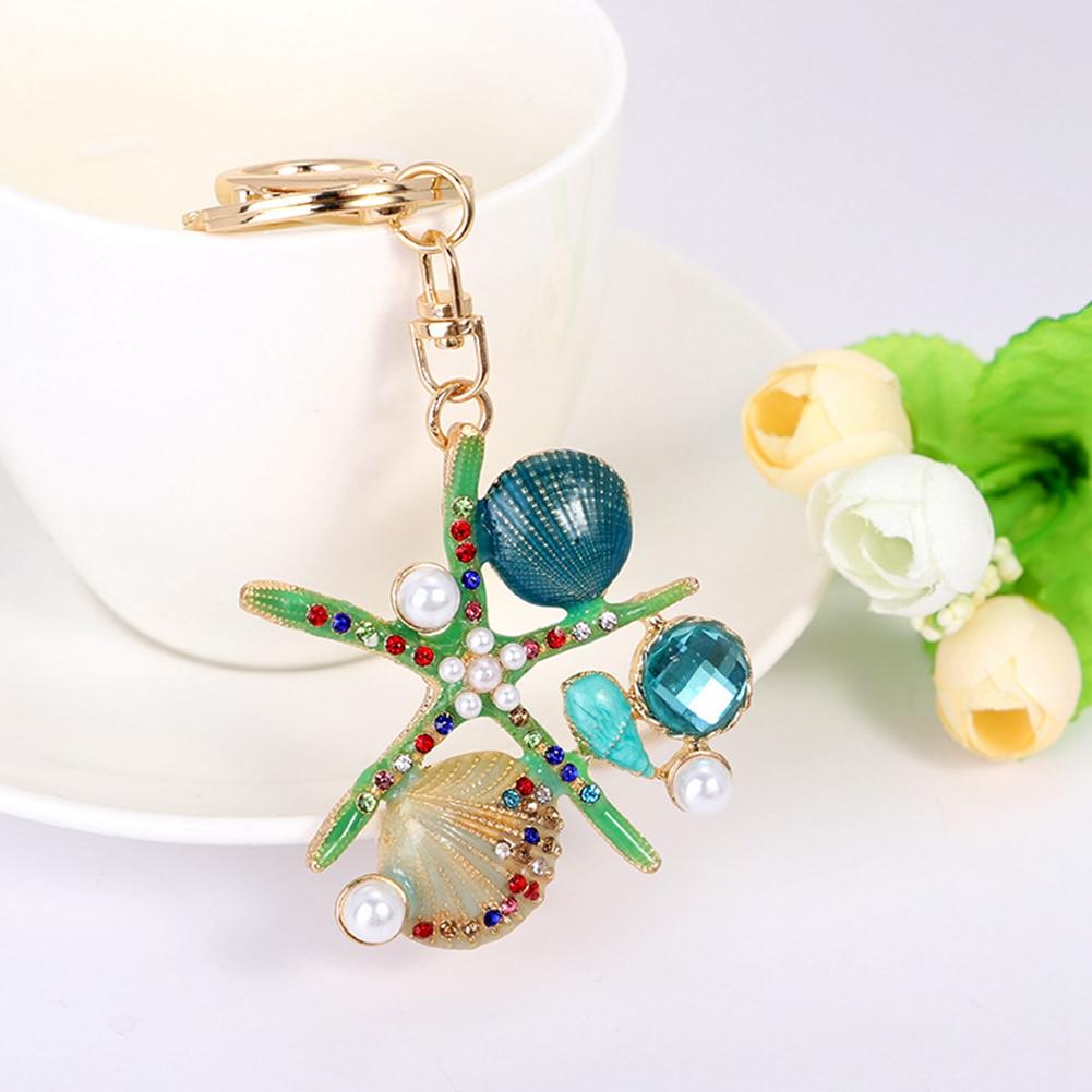 SeashelL Shaped Pendant Keychain Resin Key Ring Bag Hanging Ornament (Green)
