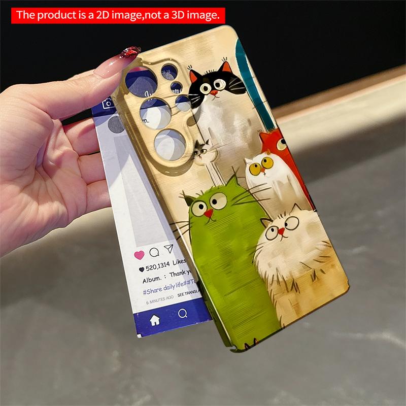 2DFlat Samsung phone case Colorful Cats Gathering Art Phone Case Applicable to Galaxy S22 S23 S24 S25ULTRA S26 A12 A13 A14 A15 A16