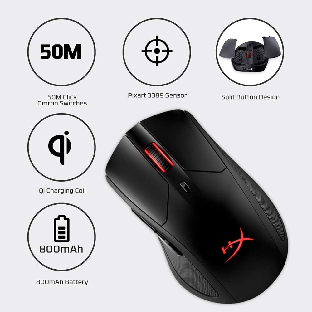 Беспроводная игровая мышь HyperX Pulsefire Dart RGB с поддержкой Qi 2 года гарантии