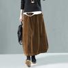 Women Autumn Elastic Waist Long Skirt Vintage Corduroy Skirts Loose Casual Vestidos