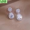 Classic Sliver Color Water Drop Shaped Cubic Zirconia Crystal Earrings For Women Romantic Wedding Jewelry For Brides Bridesmaid