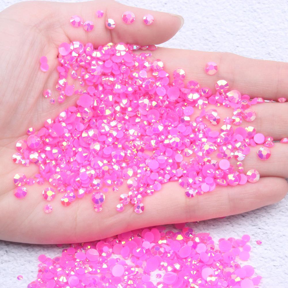 Multi-Color AB Jelly Resin Rhinestones, 2-6mm, 1000 Pcs, Flat Back for Nail Art