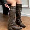 Fashion Designer Rivet Woman Knight Boots Shoes Ladies Elegant Thick Heel Trouser Legs Long Botas Autumn Winter Women's Booties