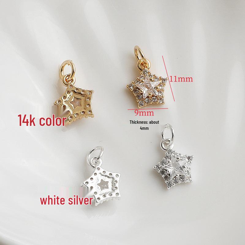 14K Gold Plated Zirconium Star Pendant Necklace DIY Jewelry Accessory