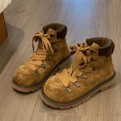 Женские ботинки Мартина новые осенние на шнуровке ретро универсальные и тонкие на толстой подошве увеличивающие рост ботинки с высоким голенищем короткие ботинки ботинки цвета ревеня