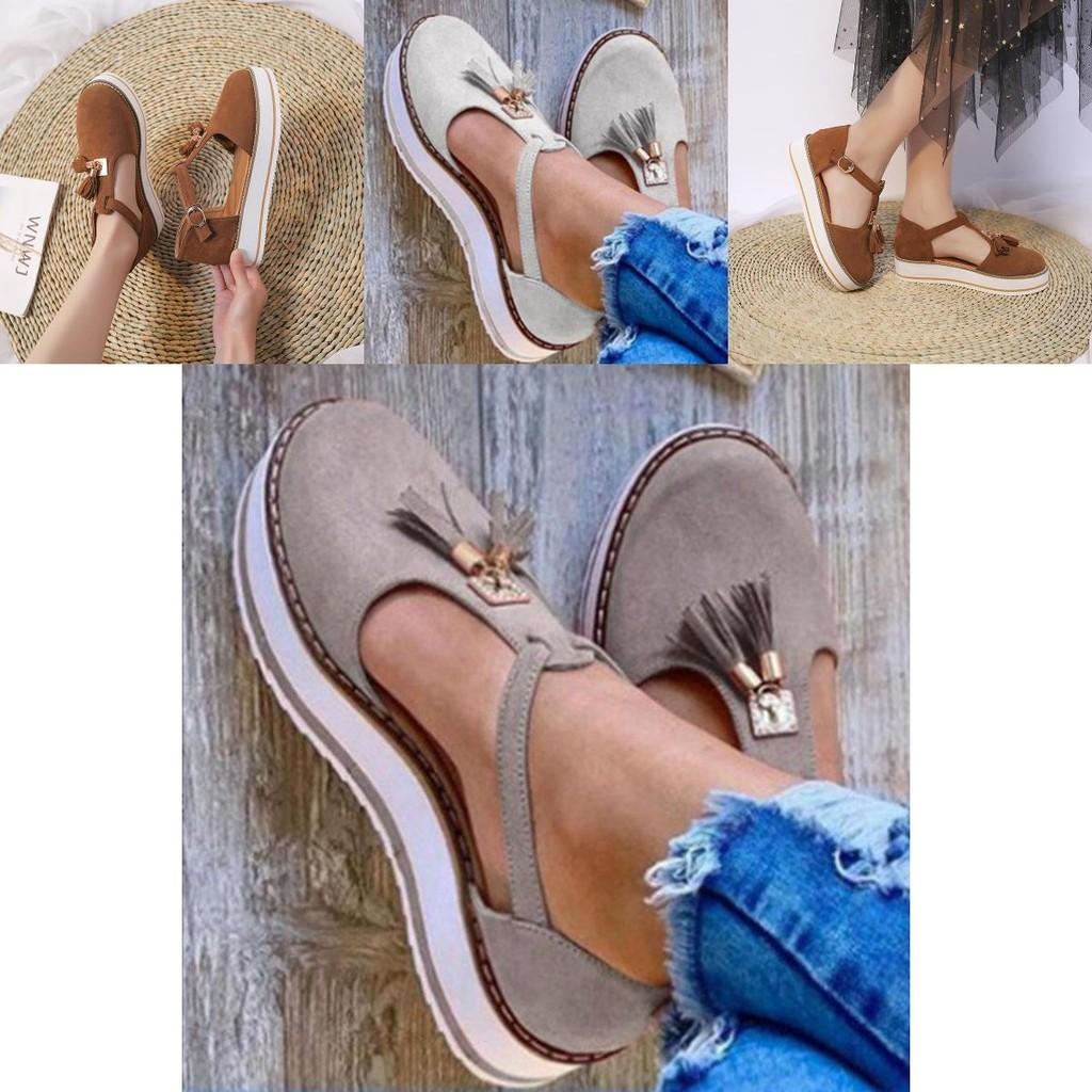 Comfortable Women Tassel Round Toe Shoes Casual Flats With Breathable Material