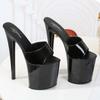 Women's Summer Sandals Lacquer Leather Sexy Platform Pumps High Heels Waterproof Super High Slippers 17cm Heel 7cm Platfrom LFD