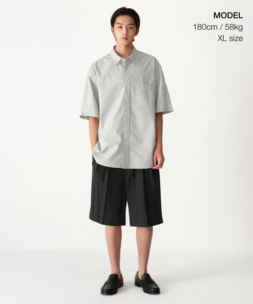 MUSINSA STANDARD Relaxed Washed Poplin Short Sleeve Shirt [Dusty Mint]