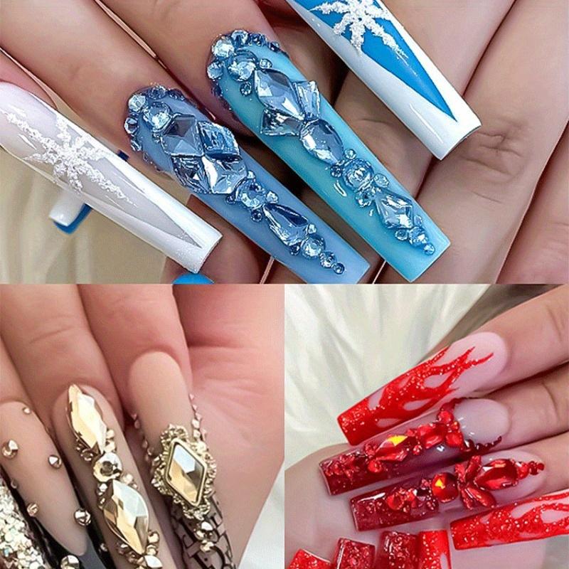 12Grids Crystal Nail Art Стразы Стеклянные Микс Формы AB Зеленый Синий Розовый Блестящие Камни для Ногтей Алмазные Плоские Камни Для Ногтей Подвески