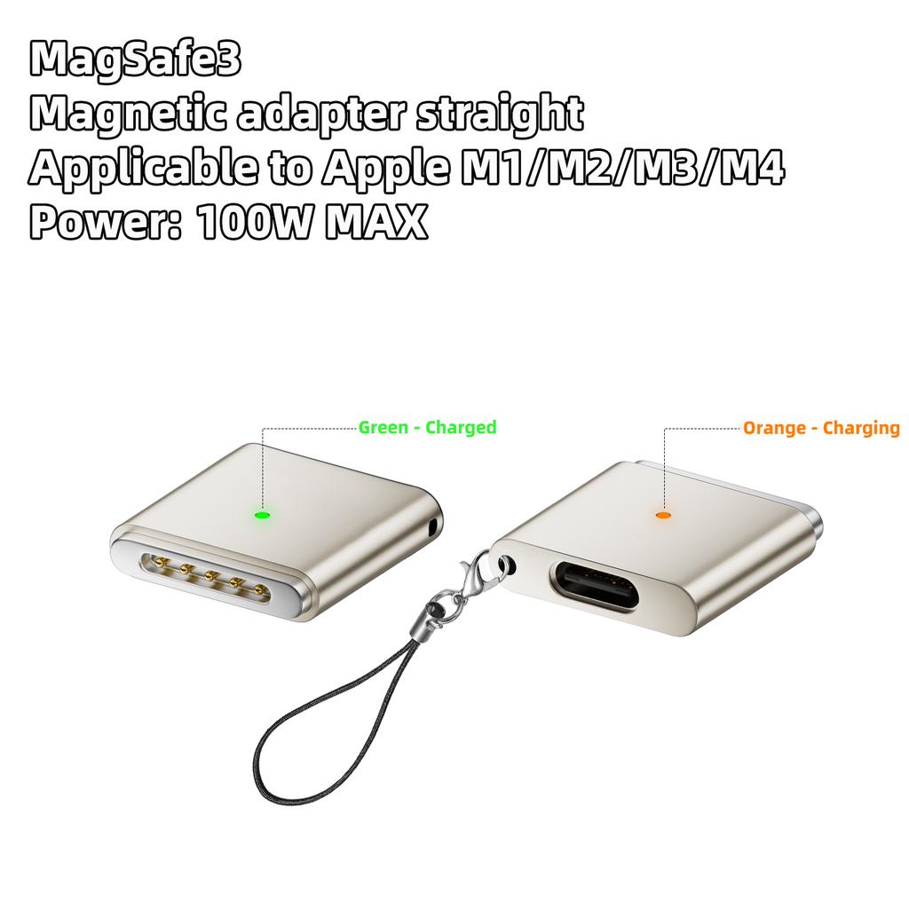 Type-C Female To Magsaf3 Magnetic Fast Charging Adapter 100W USB C To Magsaf3 Converter for Macbook Air/Pro M1/M2/M3/M4