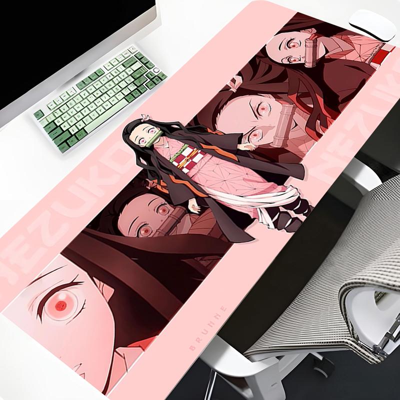 Kawaii Girl Mouse Pad Demon Slayer Kamado Nezuko Large Mousepad Gaming Accessories Nonslip Table Mat Laptop Gamer Anime Deskmat