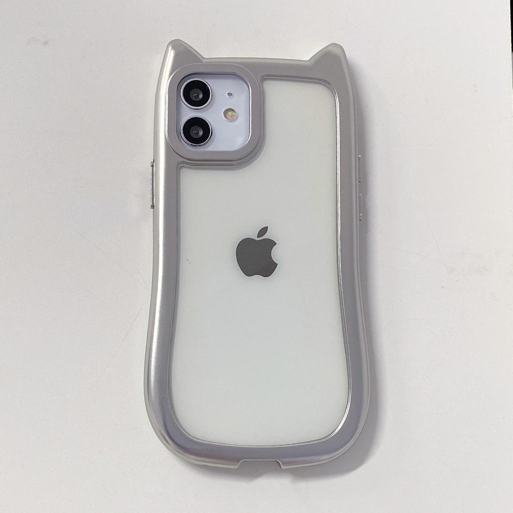 Apple 16pro Гальванизированная серебристая рамка Кошачьи ушки 15promax Полностью закрывающий чехол для мобильного телефона 14 Защитный чехол