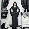 AltGoth Винтажное готическое платье на Хэллоуин Женское темное панковское элегантное платье с расклешенными рукавами и V-образным вырезом с высокой талией Платье в стиле эмо-альтернативной вечеринки