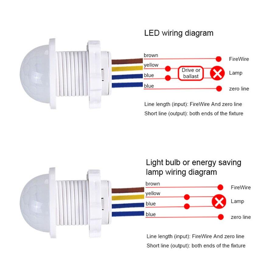2pcs Mini PIR Motion Sensor Detector Smart Switch Home Indoor Outdoor Infrared Light 220V Time Delay Mode Adjust Lighting Switch