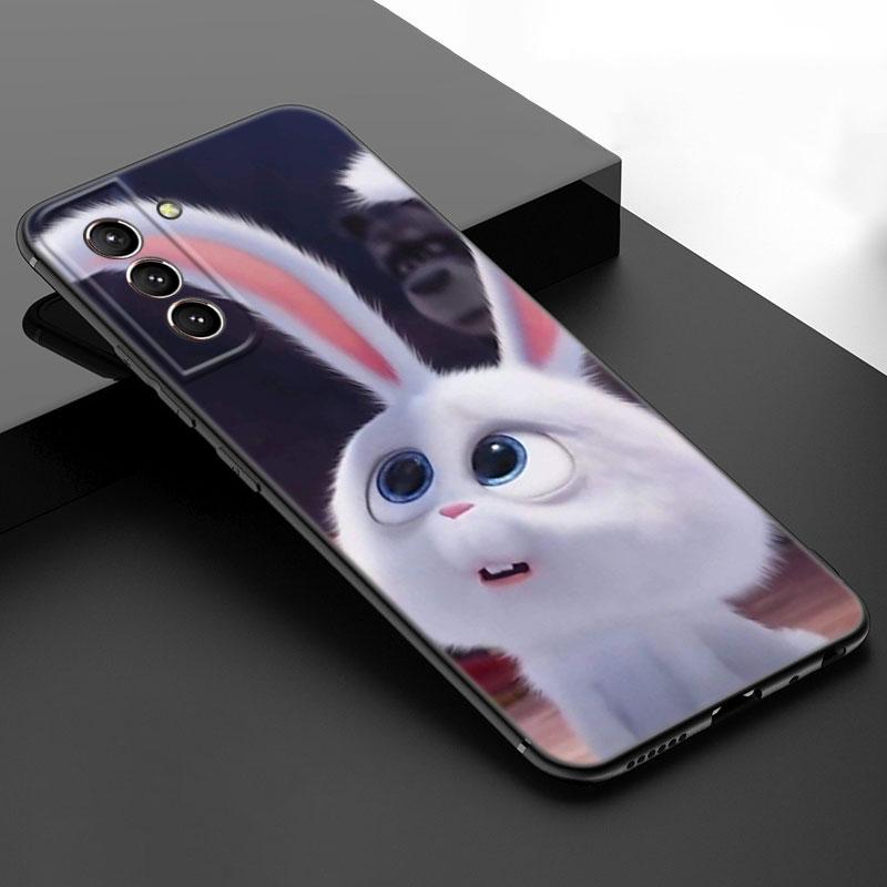 Милый мультяшный кролик черный силиконовый чехол для телефона Samsung Galaxy S23 S21 S20 FE S24 S22 Ultra S10E S10 S9 S8 Plus
