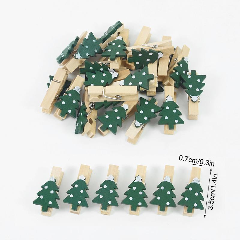 20Pcs Christmas Wooden Clips New Year Party Photo Wall Clip DIY Christmas Ornaments Decoration for Home Xmas Tree Snowflake Pegs