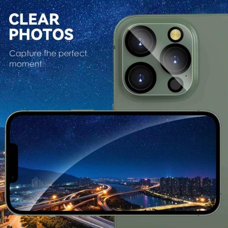 For iPhone 15 Pro/iPhone 15 Pro Max Camera Lens Protector WANLONFENG HD Clear Silk Printing Lens Film with Cleaning Cloth