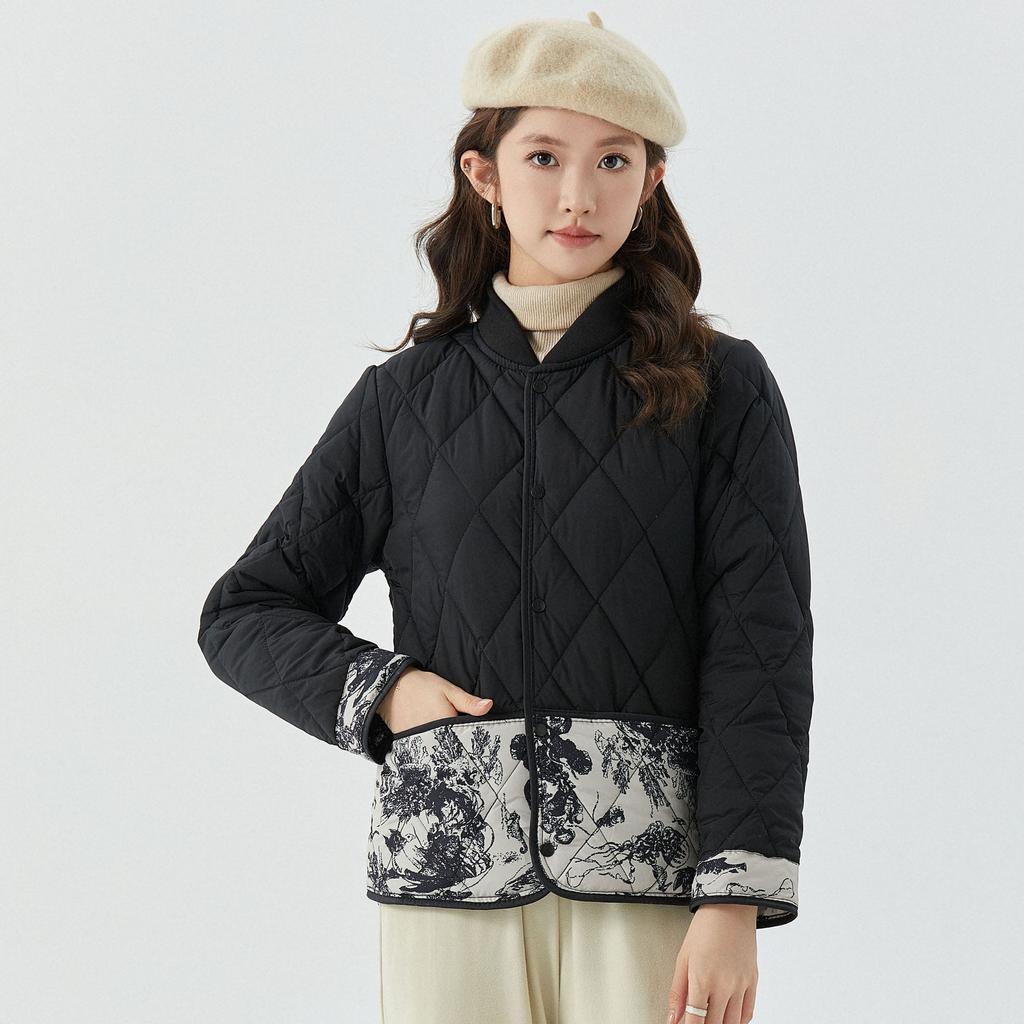 Женская осенне-зимняя теплая легкая повседневная одежда с длинными рукавами в китайском стиле с нитками и воротником снаружи из хлопка 2522