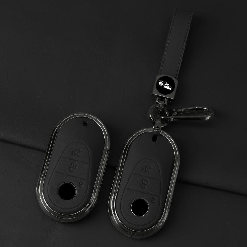 Styling Mouldings Metal Leather Car Key Case Cover For Mercedes Benz C E S Class GLC W206 W223 W214 E300 C260 C300 S450 S500 Key