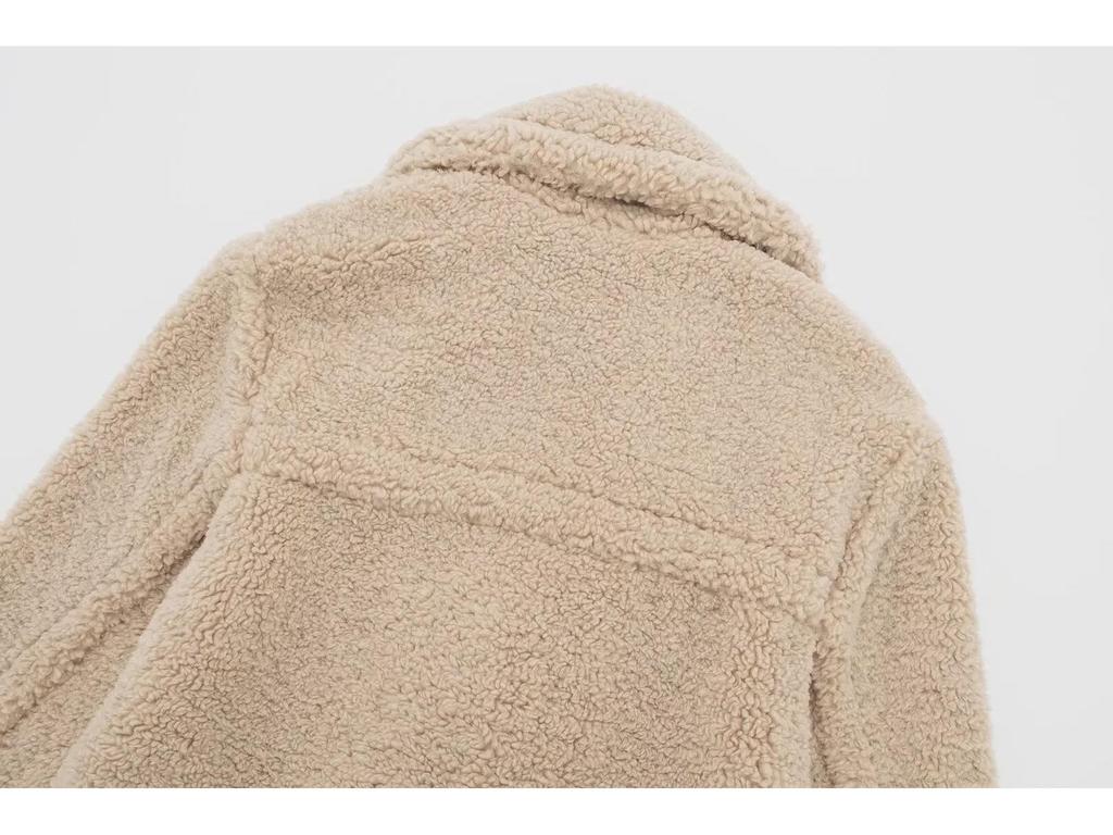 Женское зимнее двубортное длинное пальто из овчины в европейском и американском стиле 