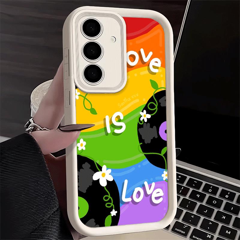 Phone Case for Samsung Galaxy A17 A16 A15 A14 A13 LGBT Rainbow Love Is Love A56 A36 A26 A55 A35 A25 A54 A34 A24 A53 A33 A23 A07