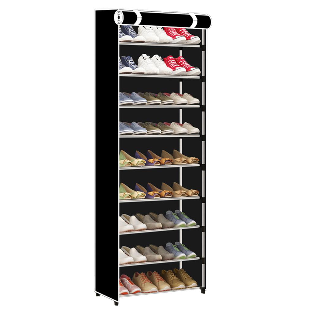 Tall Shoe Rack 10 Tier Large Capacity Dust Prevention Metal Structure Shoe Storage Cabinet with