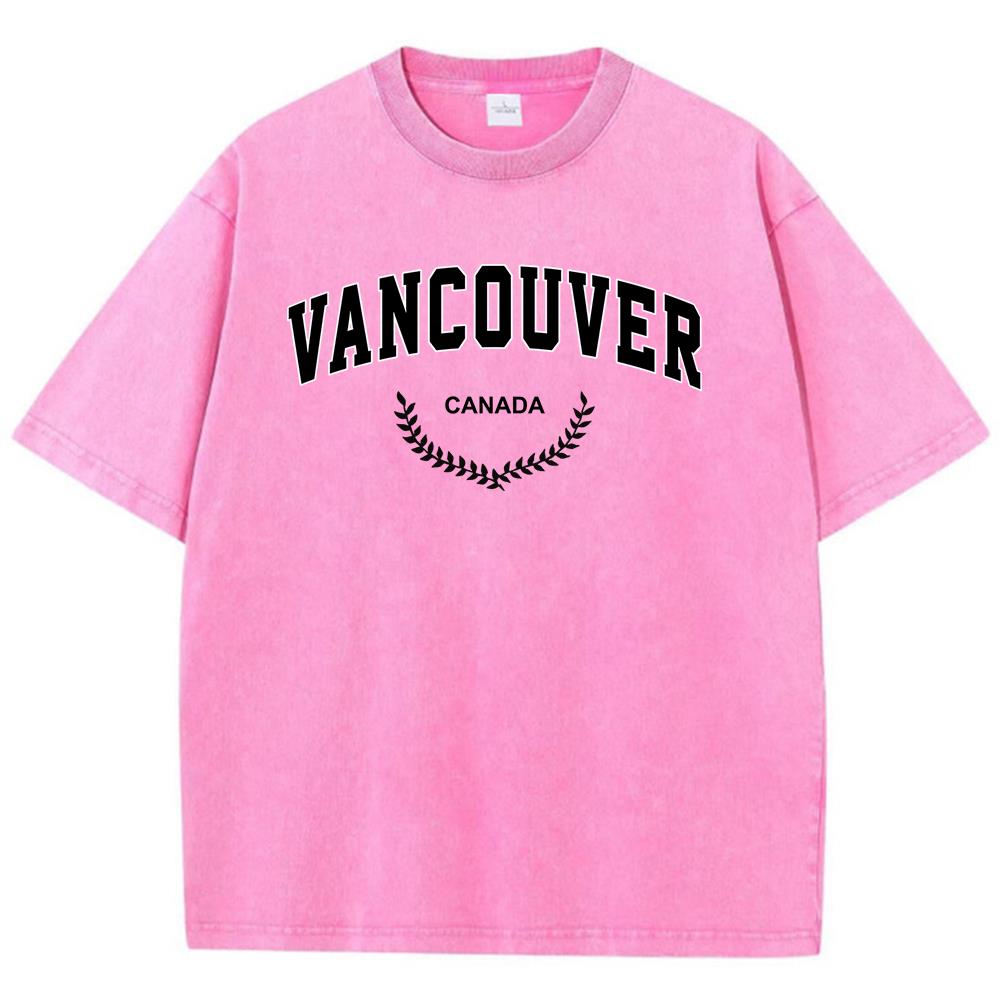 Ванкувер Черные Буквы Мужские Футболки Посадка Оверсайз Футболка Досуг Мягкая Футболка Удовольствие Дышащая Короткий Рукав