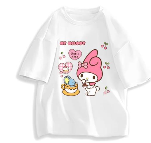 2026 Новая Мода Круглый Вырез Короткий Рукав Футболка Весна Лето Sanrio My Melody Женская Футболка Унисекс Модный Милый Топ Одежда