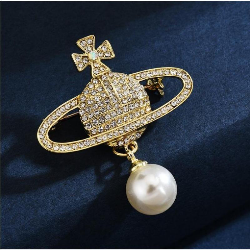 Brooch High-End Niche Silk Scarf Buckle Alloy Diamond Coat Pearl Corsage Pin Accessories