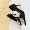 Fashion Rhinestone Kitten Heels Women Pumps Elegant Luxurious Banquet Shoes Pointed High Heels Lady Stilettos 7 Cm 10.5 Cm Heeled Shoes