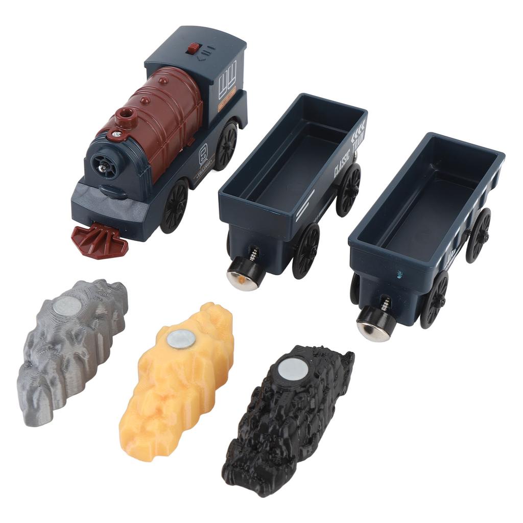 3pcs Toddler Train Set Toy Retro Electric Train Playset Classic Blue Small Train Toy for Kids