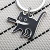 Creative Black Cat Keychains Smooth Stainless Steel Cute Naughty Kitten Key Chain Ornament Gift for Friends