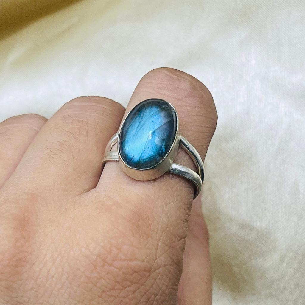 Натуральный лабрадорит из стерлингового серебра 925 пробы, ювелирные изделия ручной работы из драгоценных камней, кольцо ручной работы, эффектные ювелирные изделия