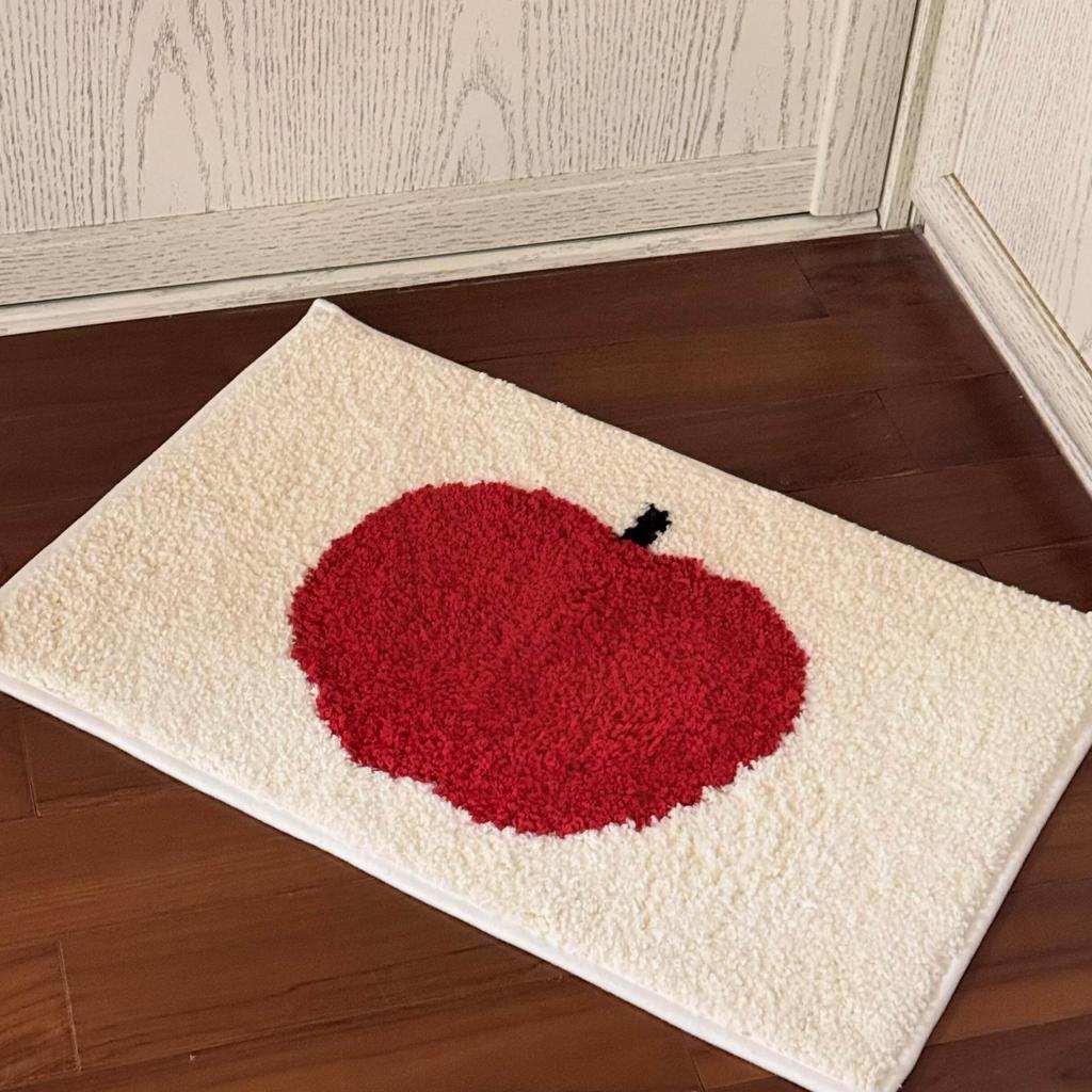 VIKAMA Creamy Style Apple Carpet Anti-slip Entry Floor Mat Soft Absorbent Bathroom Mat Bedside Rug for Bedroom Home Decoration